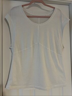 lululemon athletica White Thin-Striped Scoop Neck Sleeveless Top
